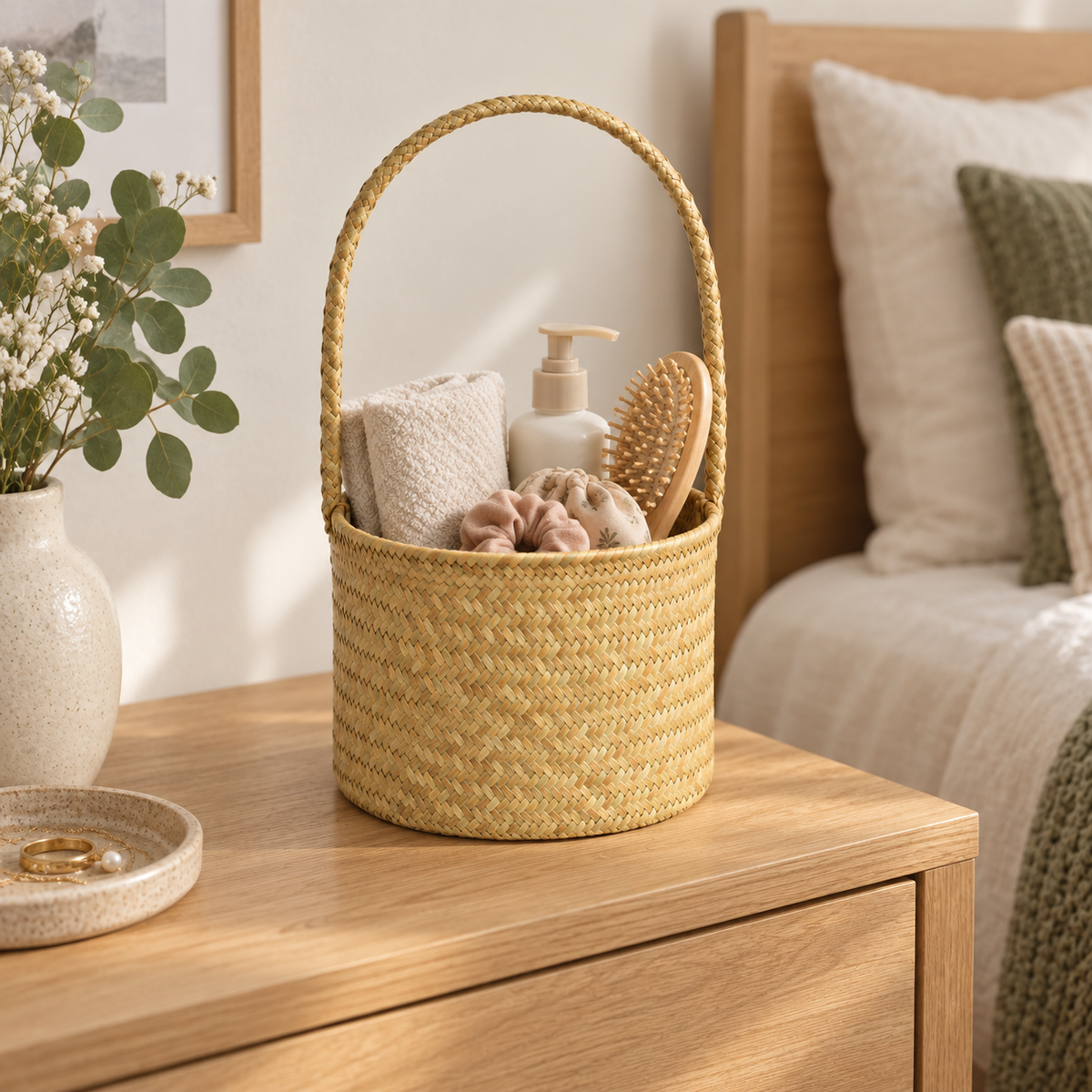 Natural Round Small Woven Flower Basket