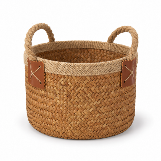 Small Rush Grass Low Basket
