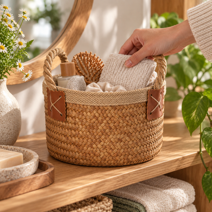 Small Rush Grass Low Basket