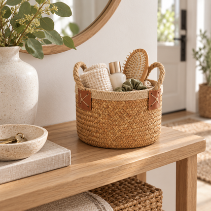 Small Rush Grass Low Basket