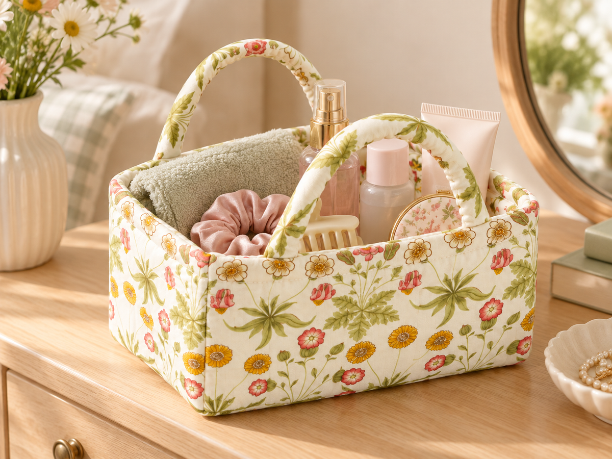 6199-S Quilted Cotton Fabric Storage Basket