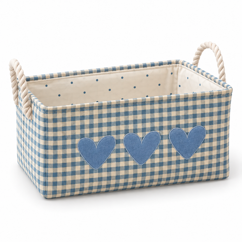 Heart Cotton-Linen EVA Handled Storage Basket