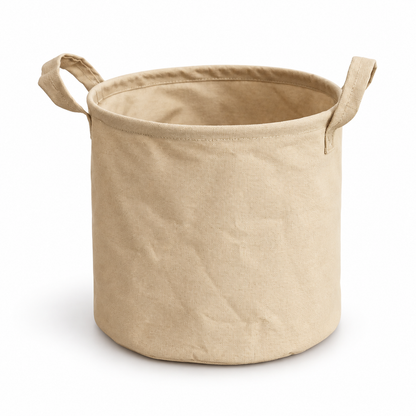 Khaki Open-Top Small Fabric Laundry Basket