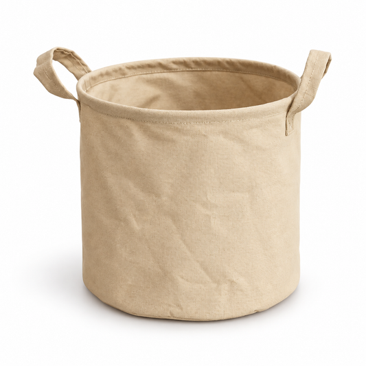 Khaki Open-Top Small Fabric Laundry Basket