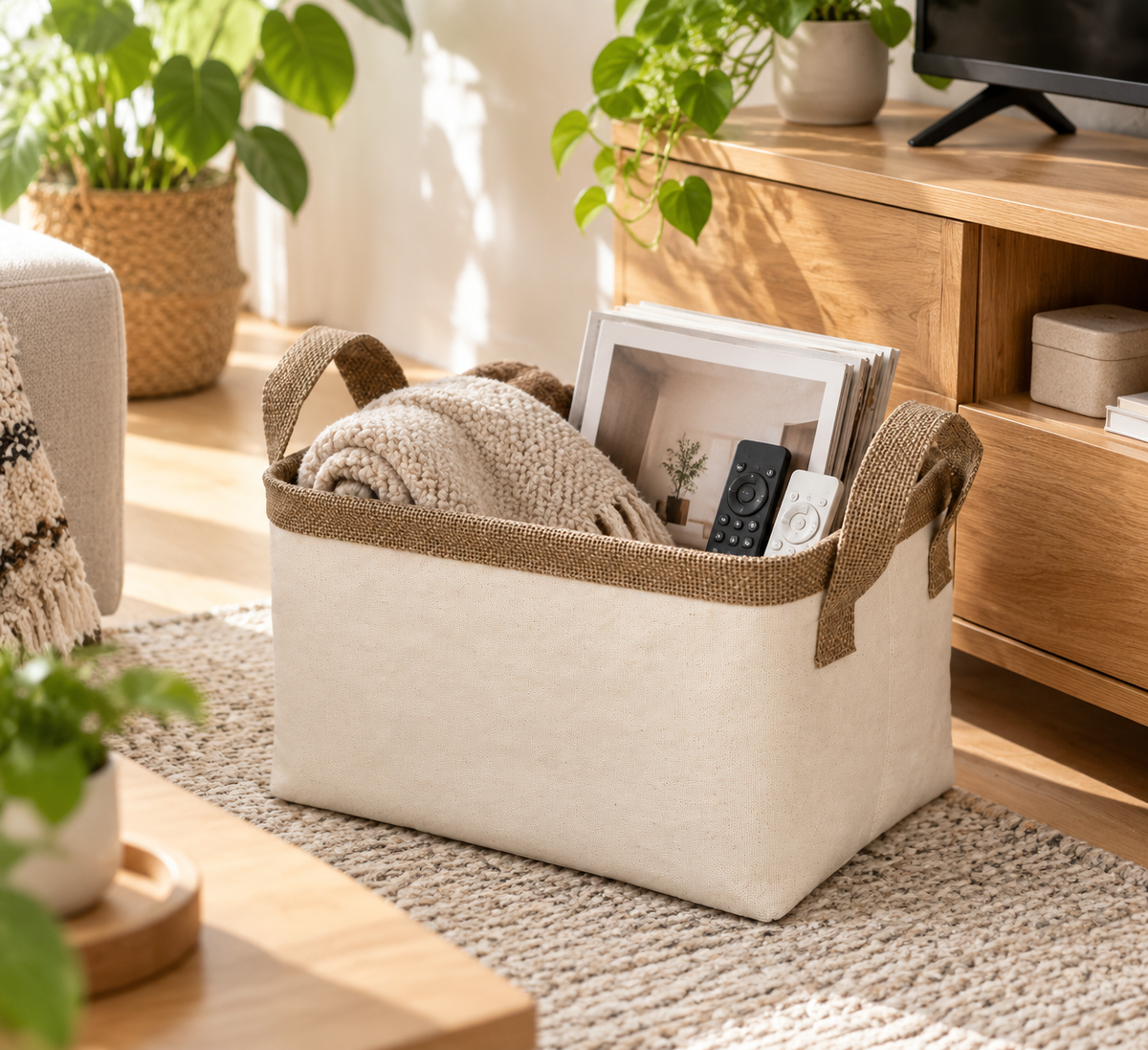 Small Foldable Canvas Storage Basket