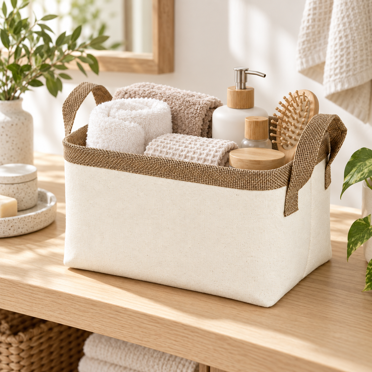 Small Foldable Canvas Storage Basket