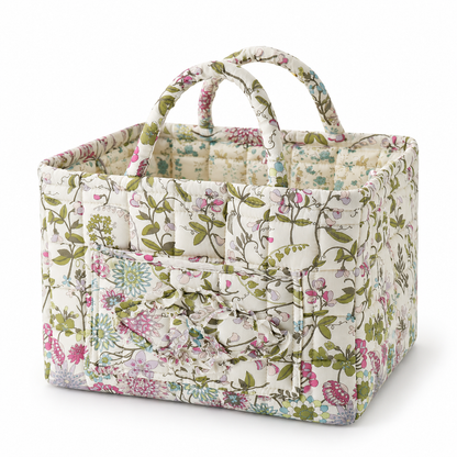 Floral 1538 Quilted Fabric Storage Basket