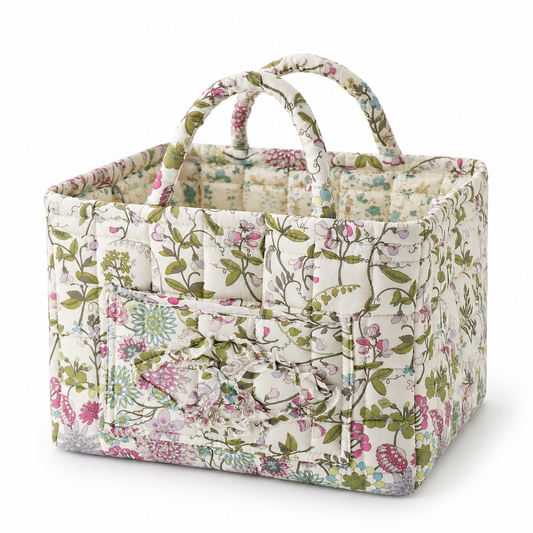 Floral 1538 Quilted Fabric Storage Basket