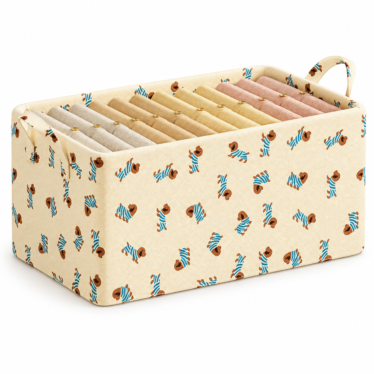 Beige Open-Top Fabric Storage Basket