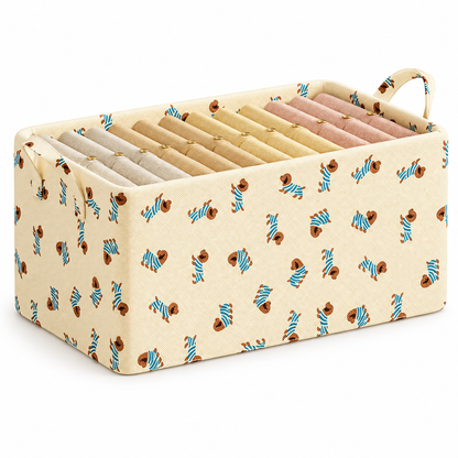 Beige Open-Top Fabric Storage Basket