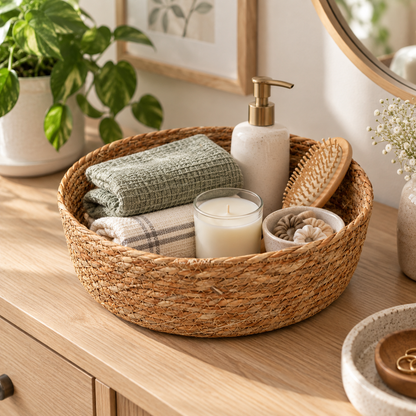 Medium Natural Grass Woven Storage Basket
