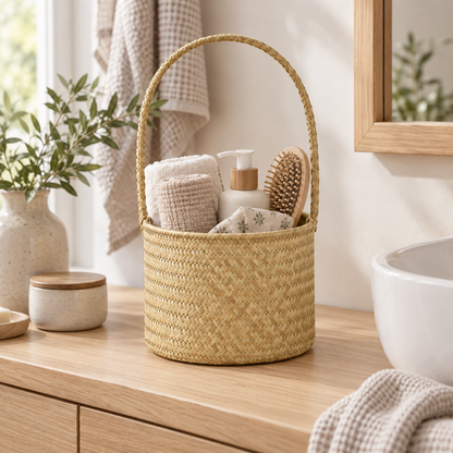Natural Round Small Woven Flower Basket
